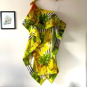 CQ by CQ Tropical Print Mesh Ruffle Dress